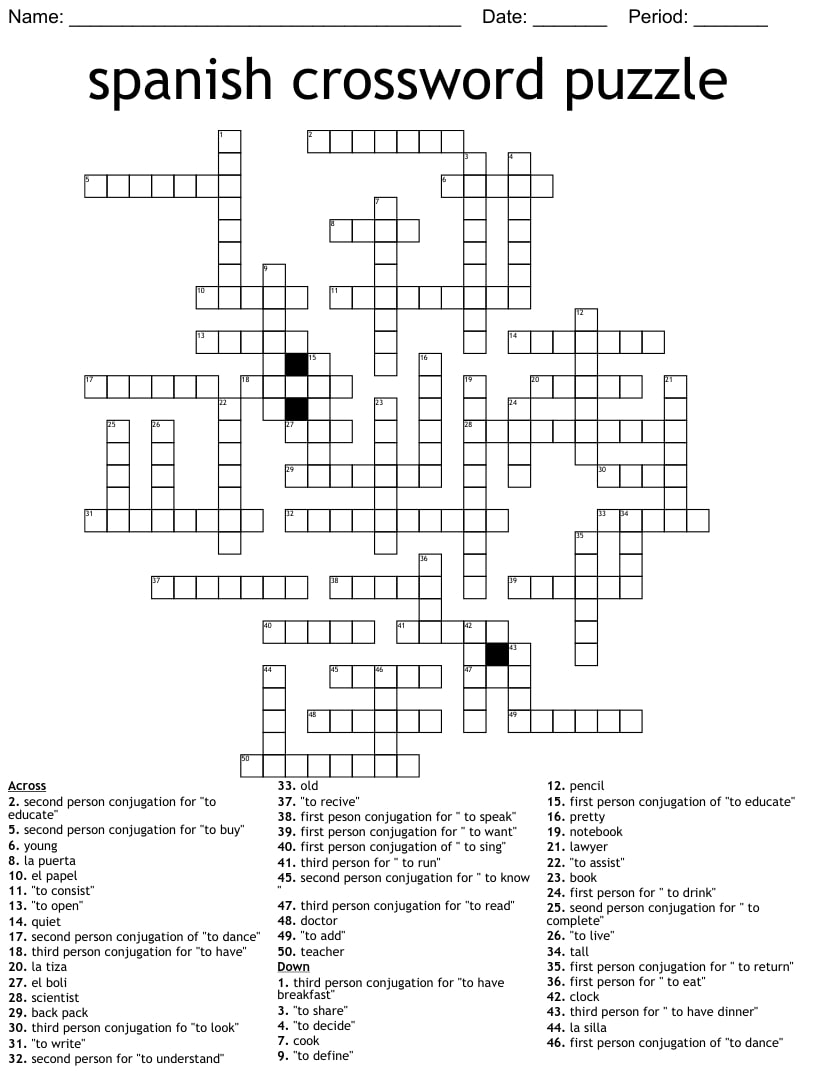 Free Printable Spanish Crossword Puzzles_92501