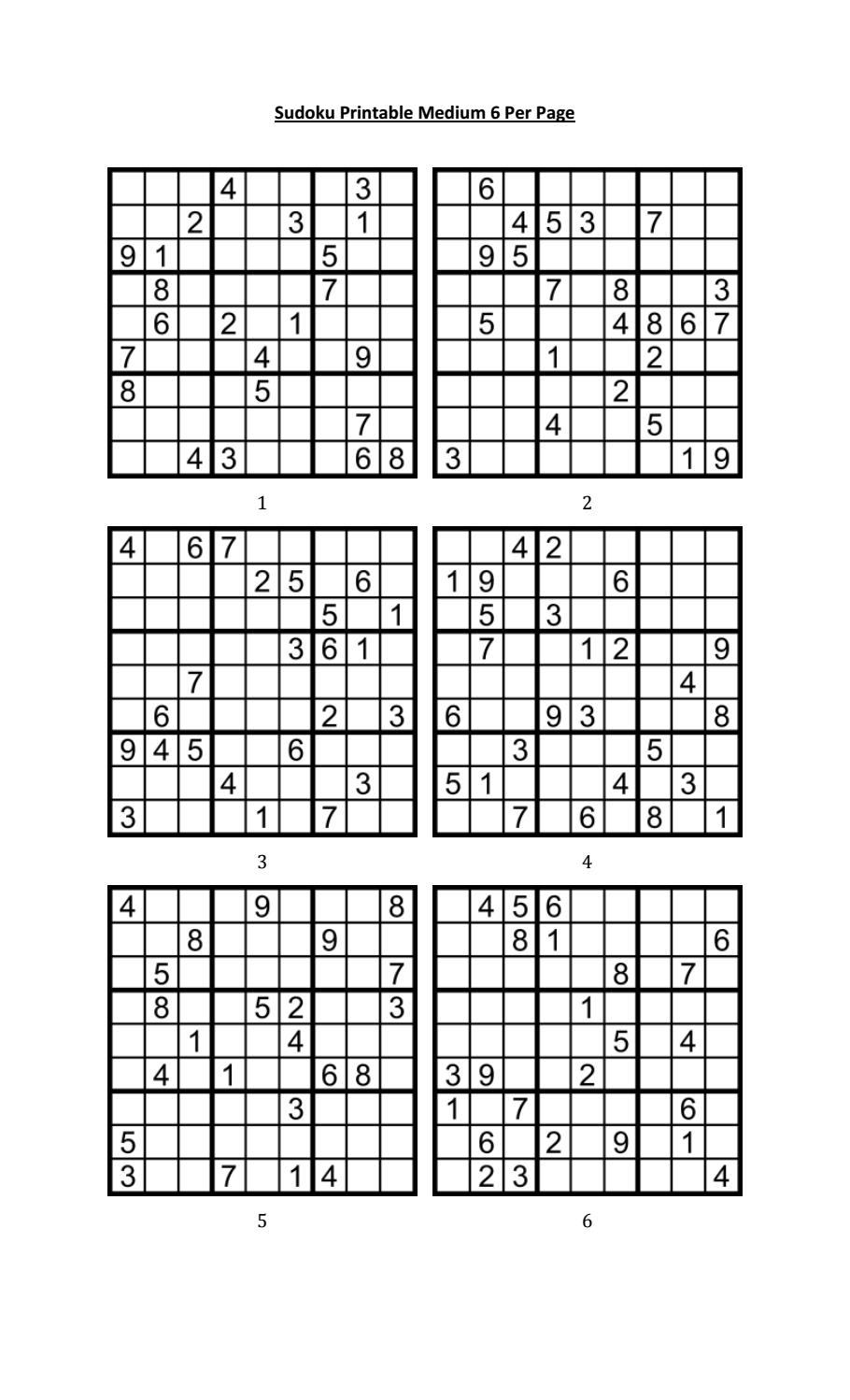 Free Printable Sudoku 6 Per Page_15930
