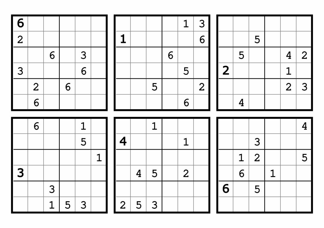 Free Printable Sudoku 6 Per Page_96250