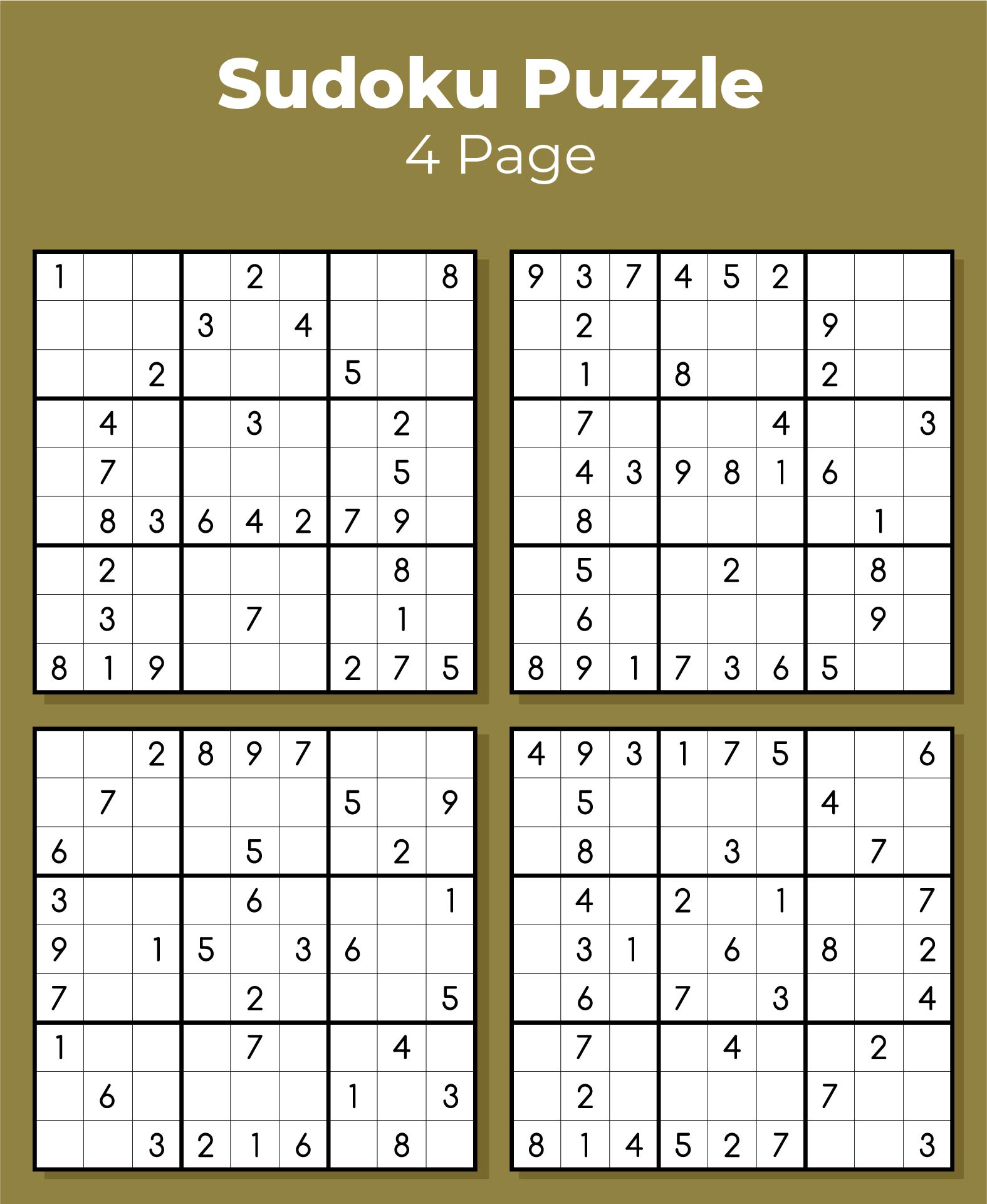 Free Printable Sudoku Puzzles 4 Per Page Printable Jd