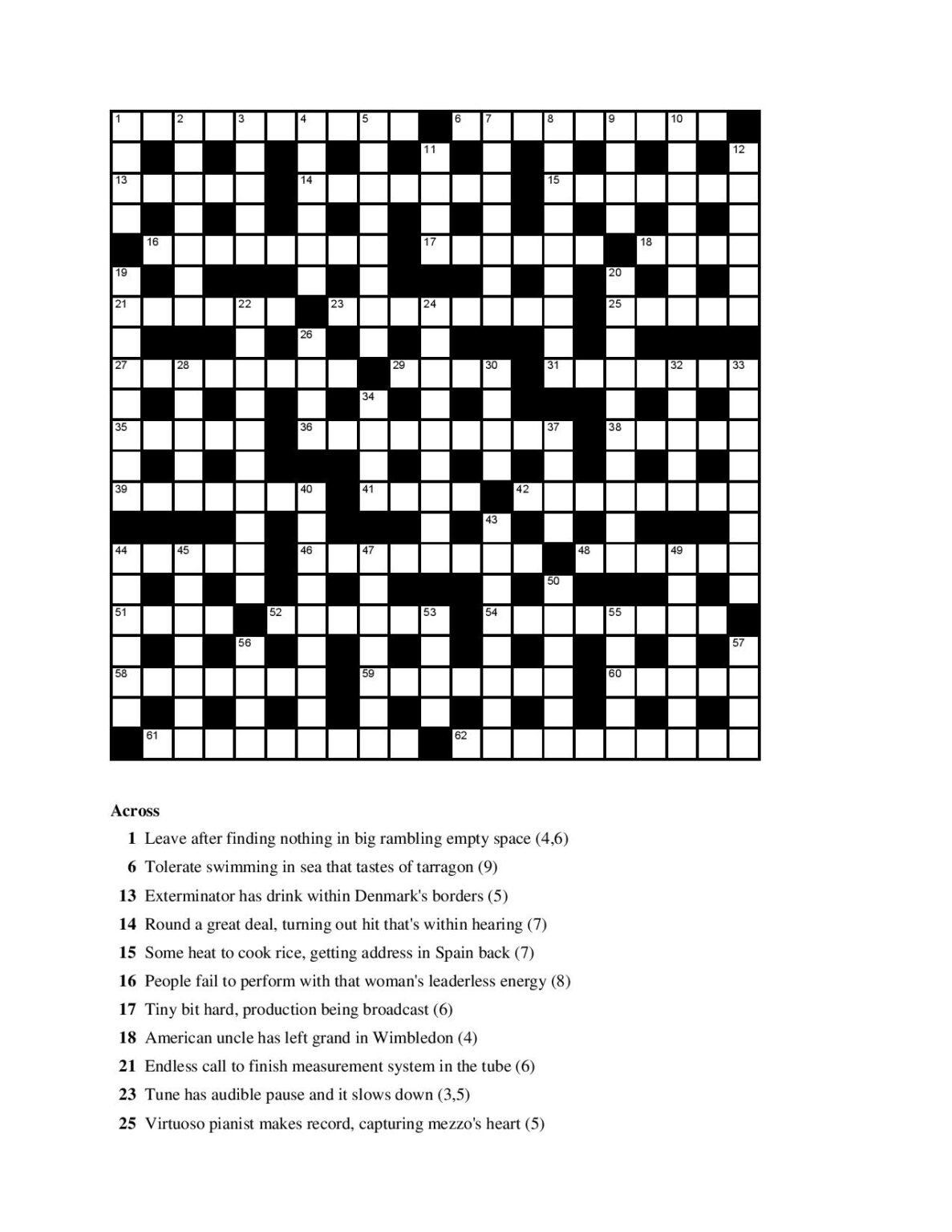 Hard Crossword Puzzles Printable - Printable JD