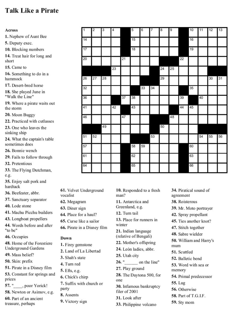 Free Large Printable Crossword Puzzles - Printable JD