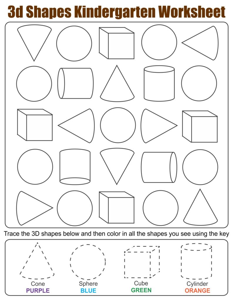 Printable 3D Shapes Worksheets Kindergarten Printable JD Printable 3D Shapes Worksheets Kindergarten Printable JD