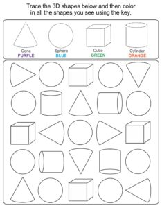 Printable 3D Shapes Worksheets Kindergarten_93064