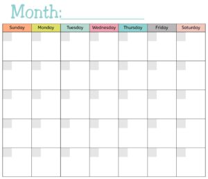 Printable Blank Monthly Calendar Template_41930