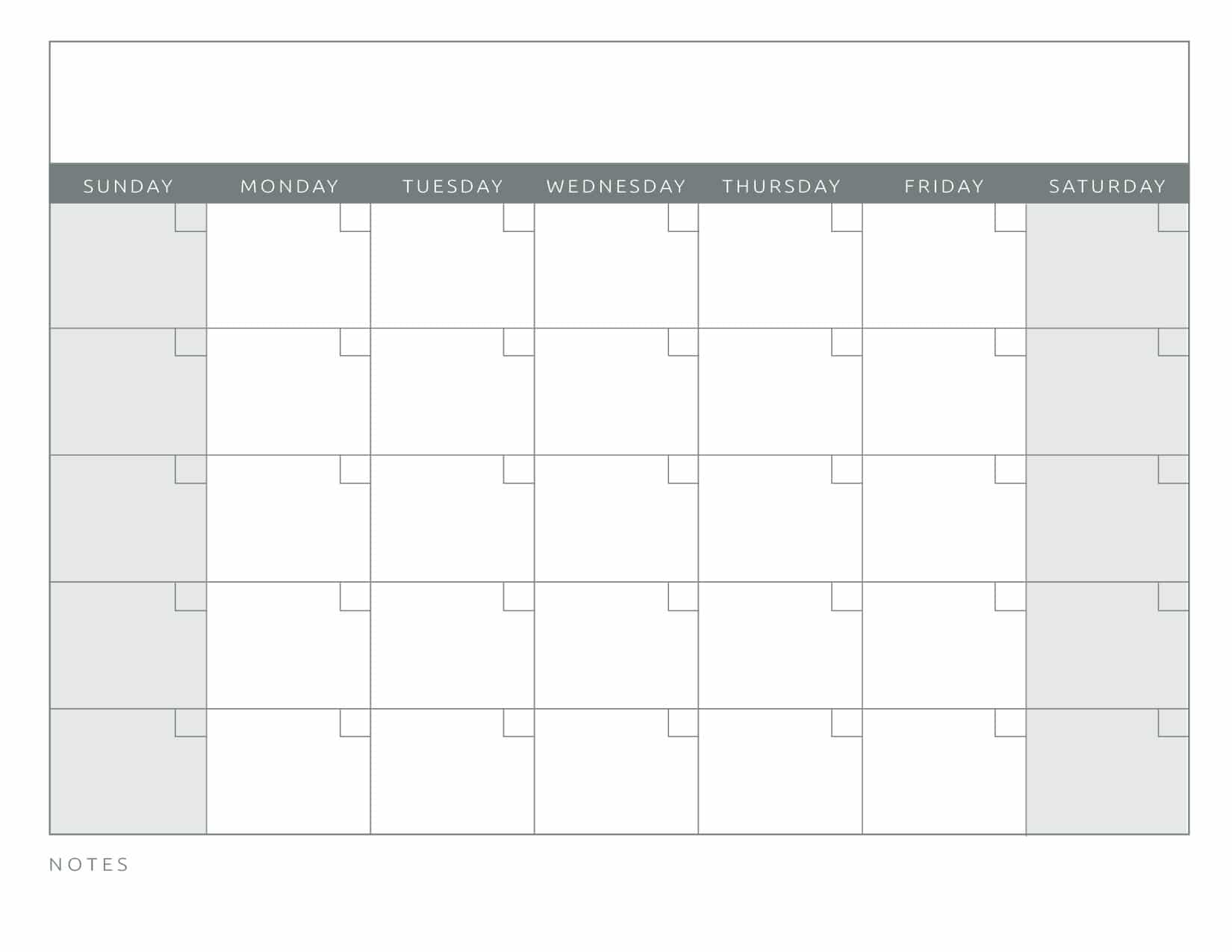 Printable Blank Monthly Calendar Template_49380