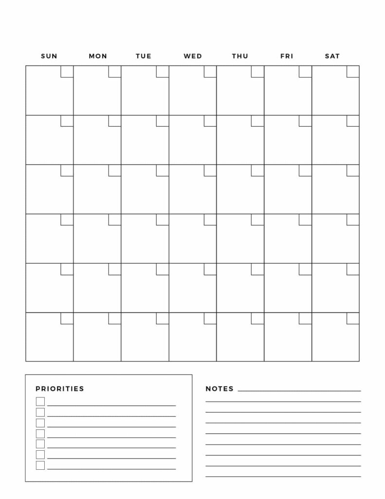 Printable Blank Monthly Calendar Template - Printable JD