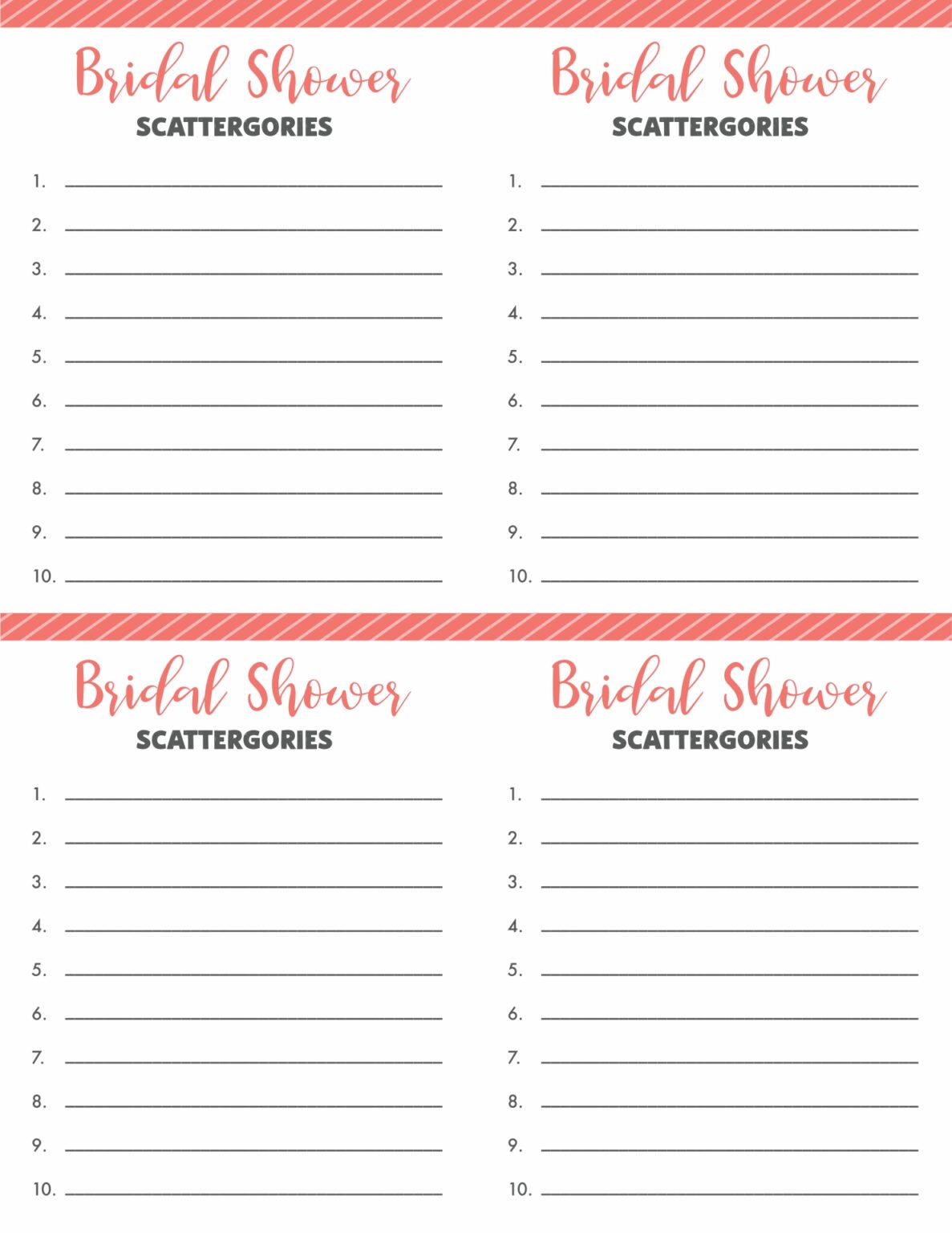 Printable Bridal Scattergories - Printable Bridal Scattergories Sheets 41866 1187x1536 
