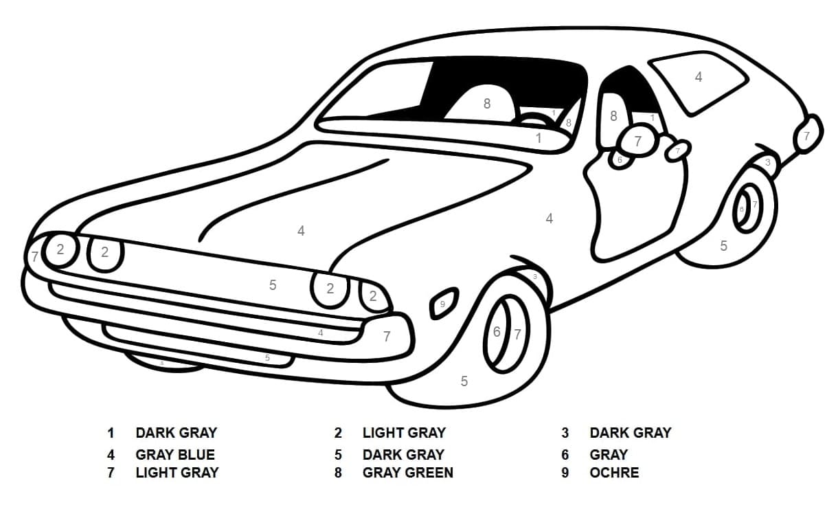 Printable Car Color By Number_82160