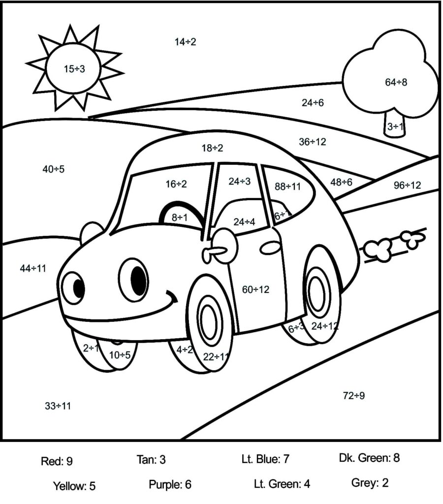 Printable Car Color By Number Printable JD Printable Car Color By Number Printable JD