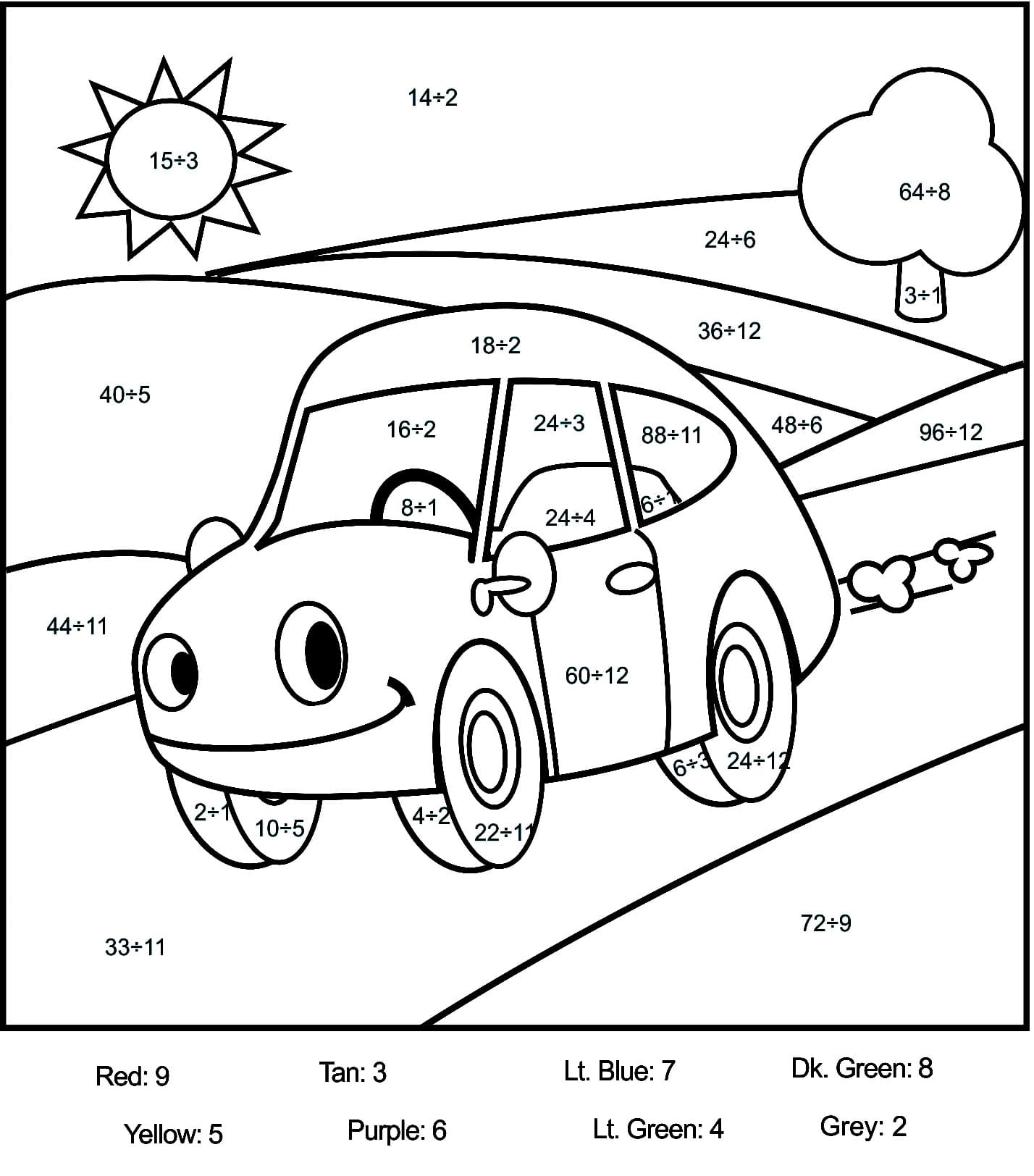 Printable Car Color By Number_92580