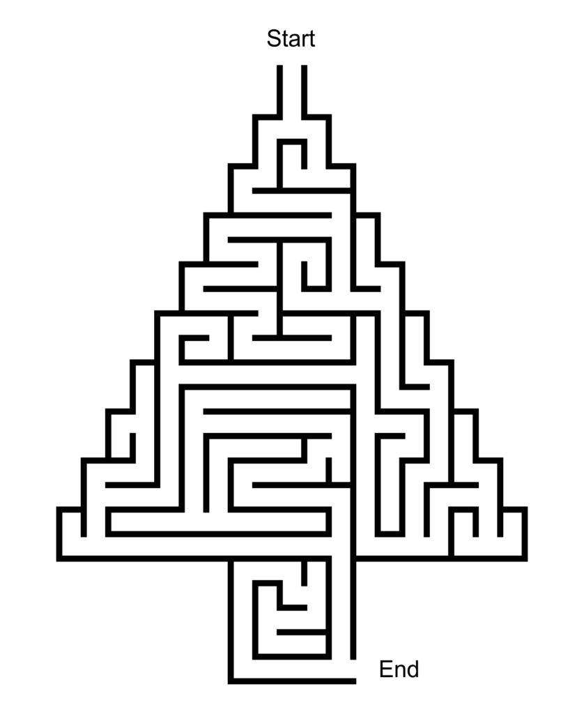 Printable Christmas Tree Maze Hard - Printable Jd