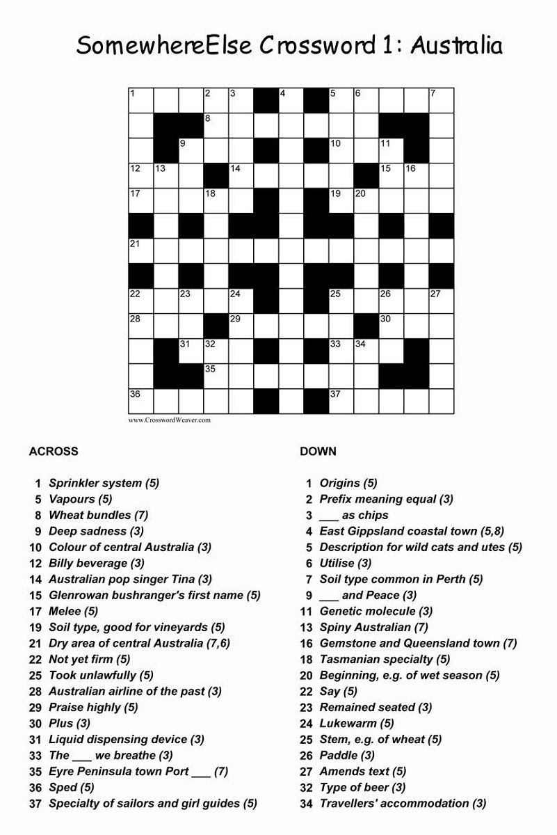 Printable Crossword Puzzles Australia_18390