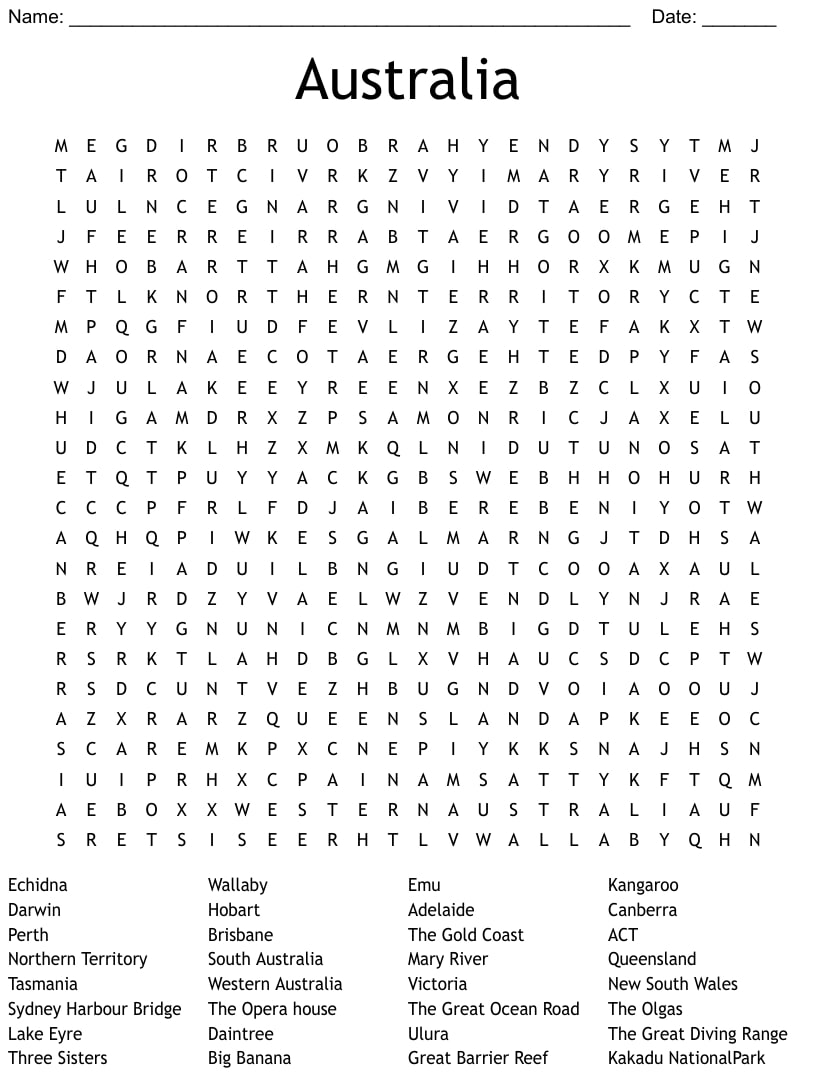 Printable Crossword Puzzles Australia_81690