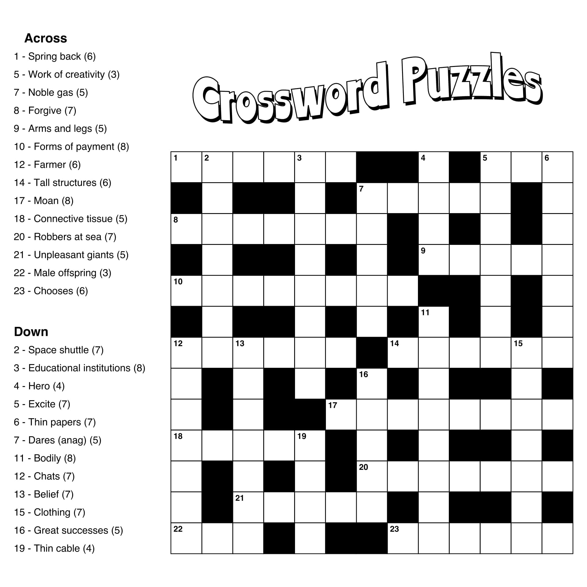Printable Crossword Puzzles Easy Medium_14822