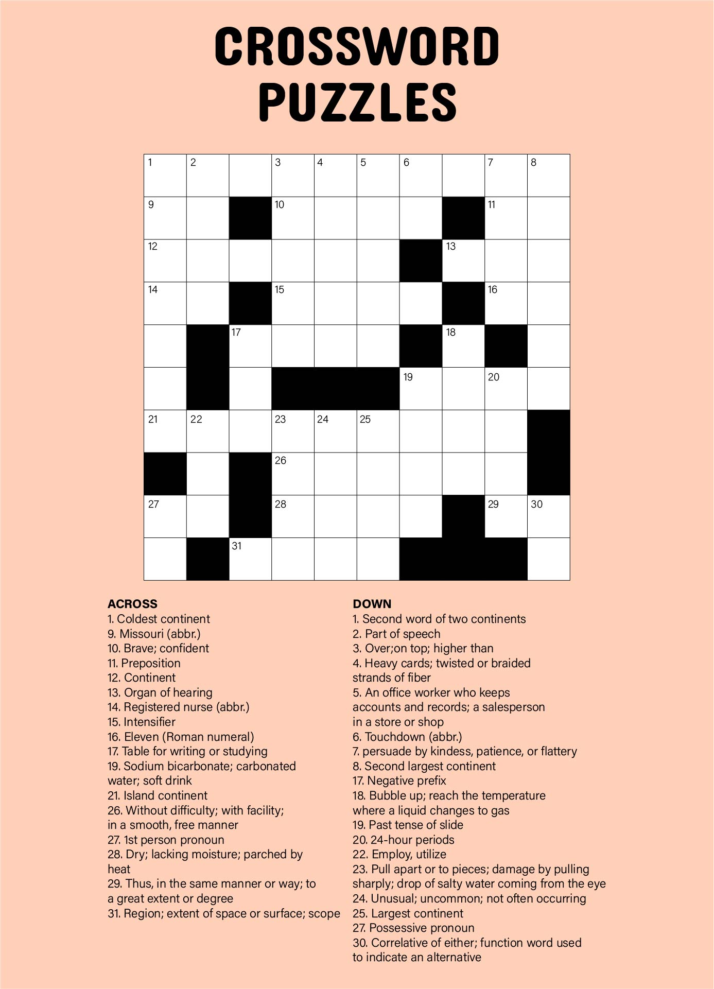 Printable Crossword Puzzles Easy Medium_15200