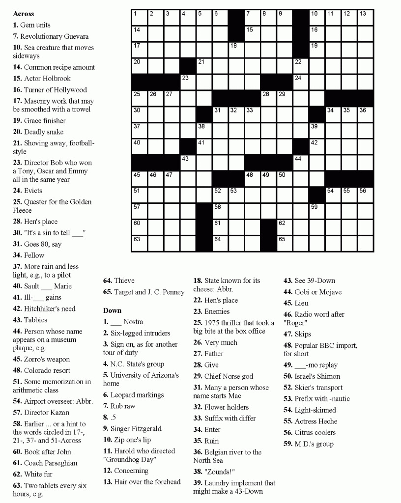 Printable Crossword Puzzles For Teens_51620