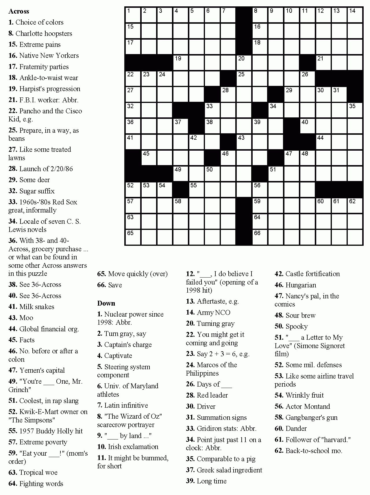 Printable Crossword Puzzles Free Medium Hard_92501