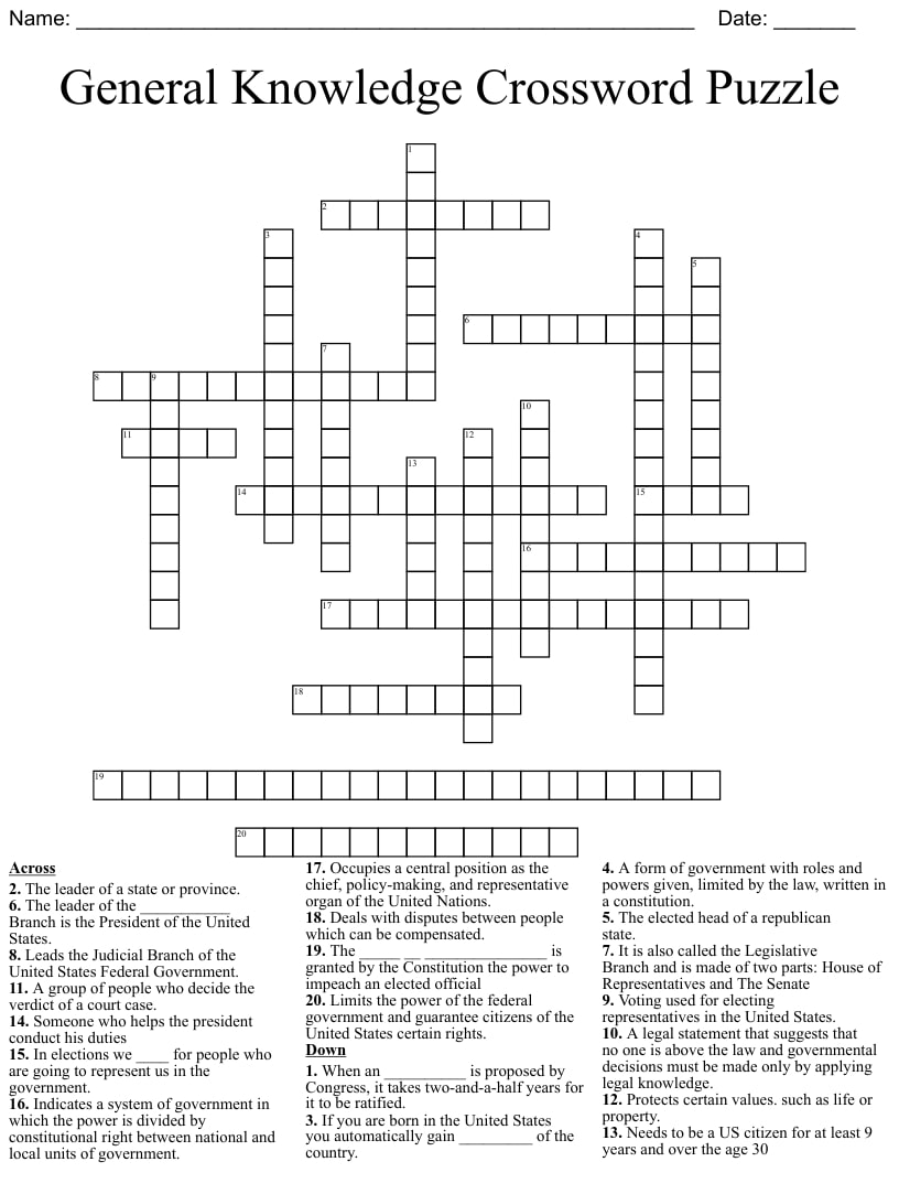 Printable Crosswords With Answer Key_82690