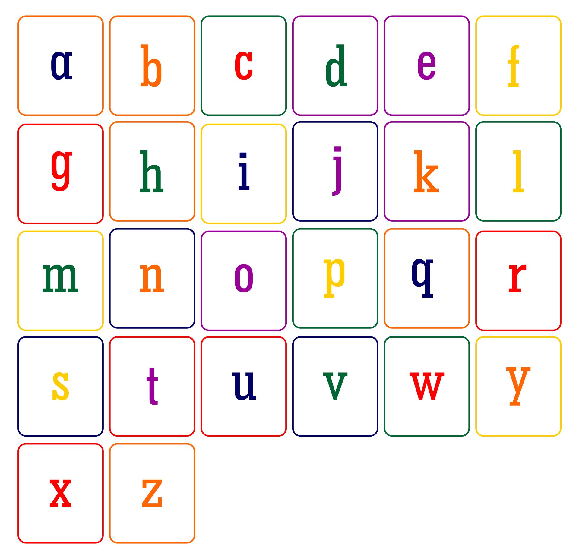 Printable Lower Case Alphabet Flash Cards_41826