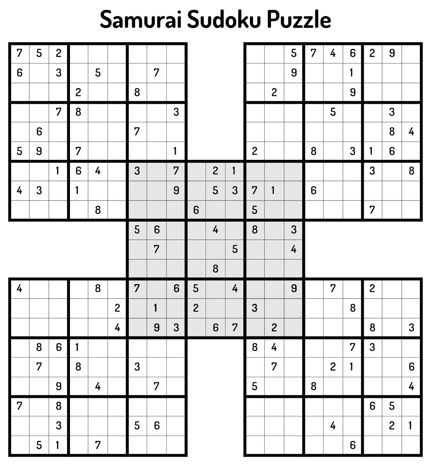 Printable Samurai Sudoku Grid Printable JD