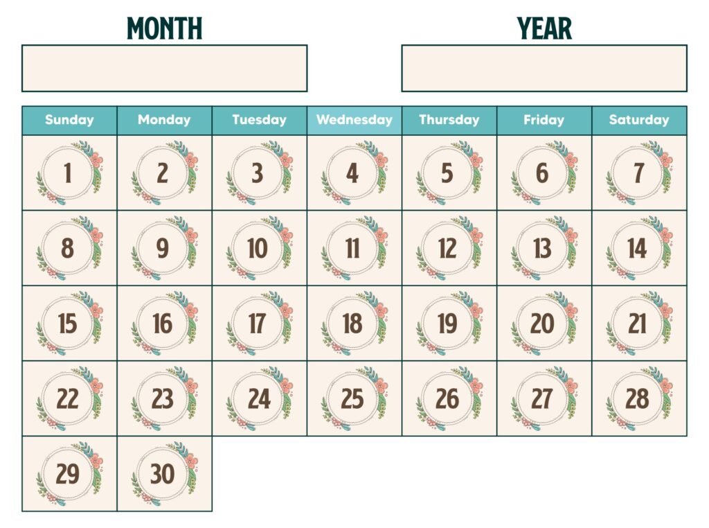 Printable Spring Calendar Numbers - Printable JD