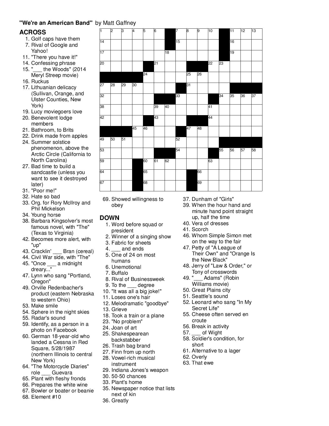 Printable Sunday Crosswords Frank Longo_93240