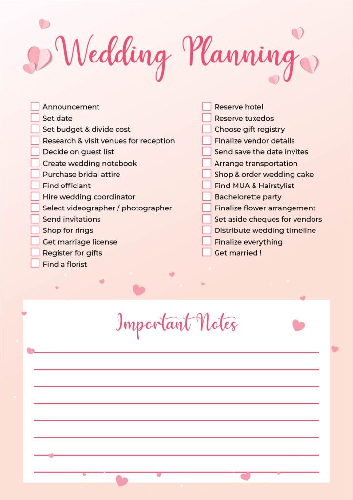 Printable Wedding Planning - Printable JD