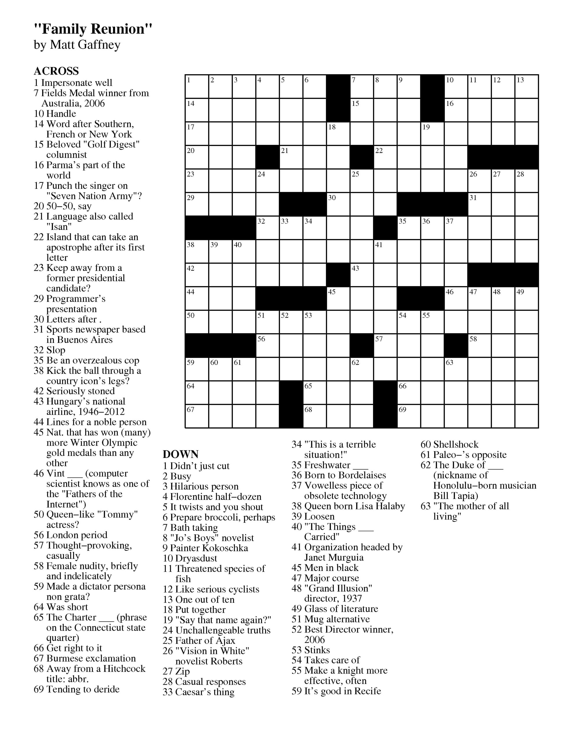 Thomas Joseph Easy Printable Crossword Puzzle_51207