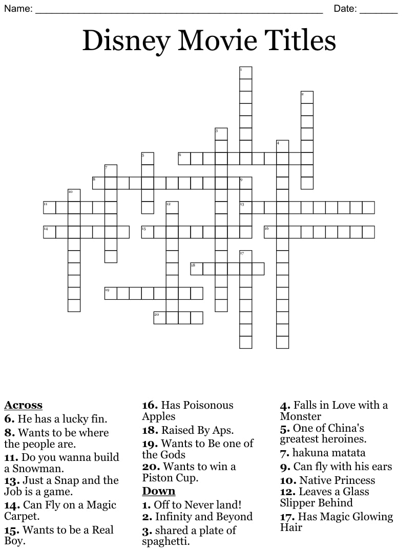 Crossword Puzzles About Movies Printable_12039