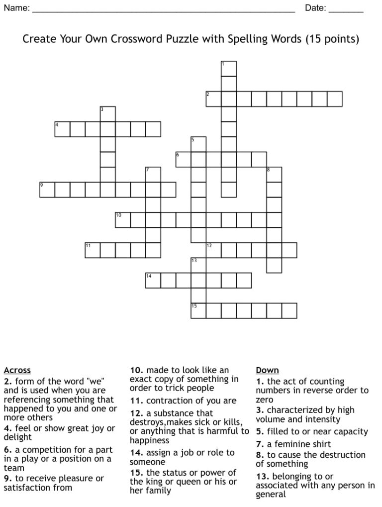 Free Make Your Own Crossword Puzzle Printable Printable JD