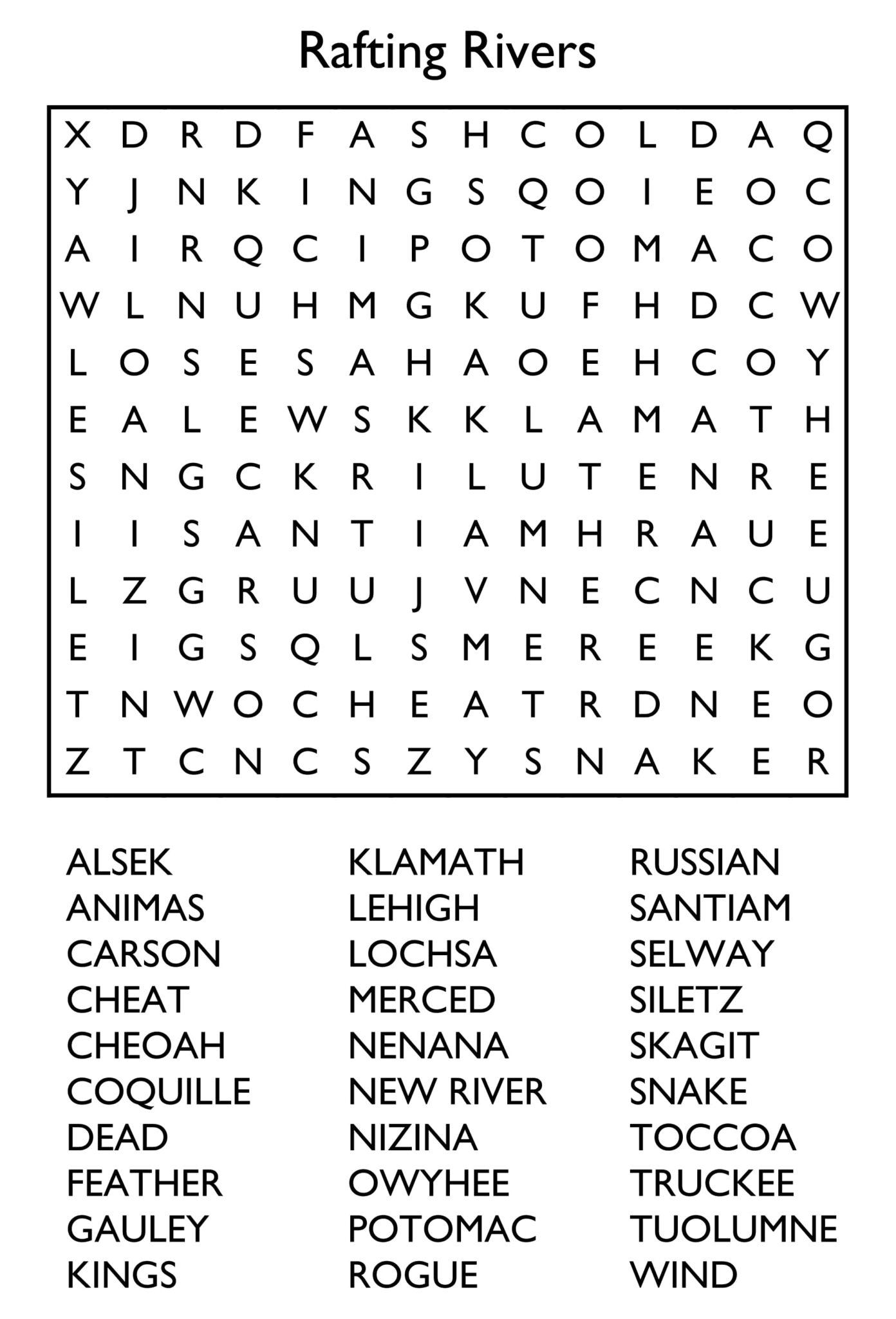 Free Printable Adult Word Searches - Word Search Maker