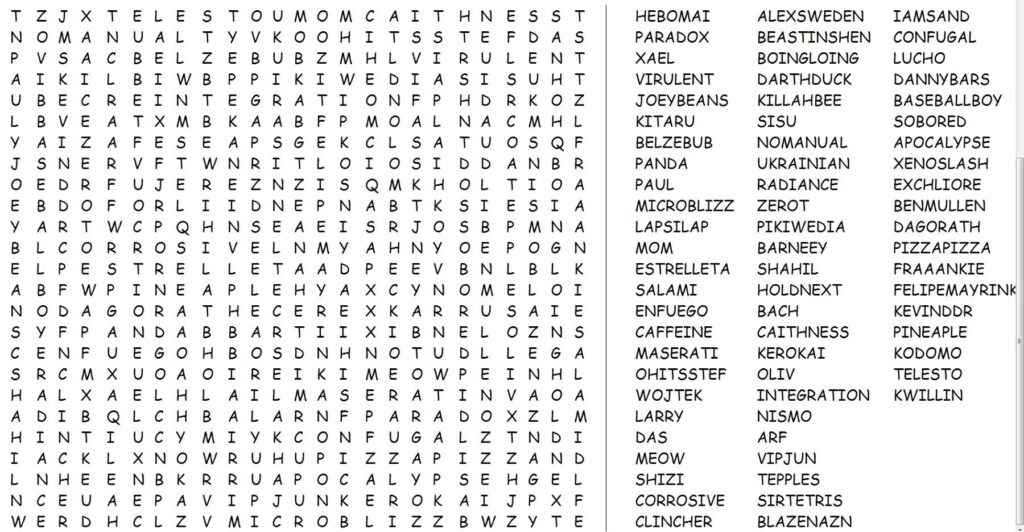 Long Printable Adult Word Searches 35 Words Or More