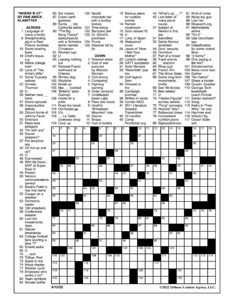 LA Crossword Puzzle Printable - Printable JD