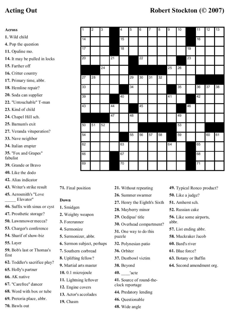 Large Print Crossword Printable - Printable JD