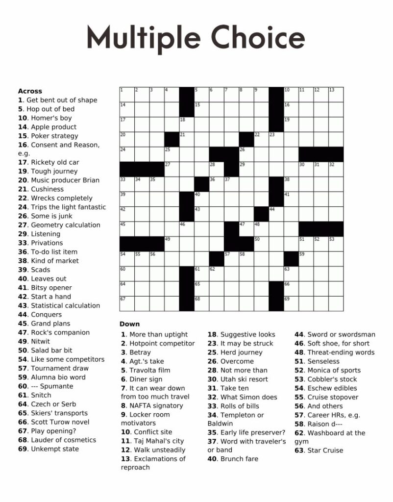 Large Print Crosswords Free Printable - Printable JD