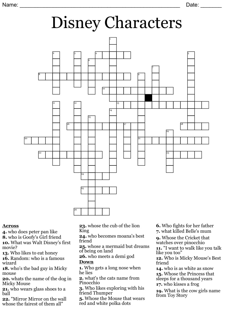 Movie Themed Crossword Puzzles Printable Free_92580