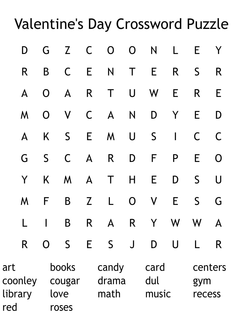 Valentine’s Crossword Puzzles Free Printable - Printable JD