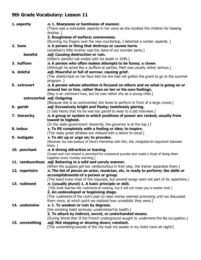 9th Grade English Worksheets Printable - Printable JD