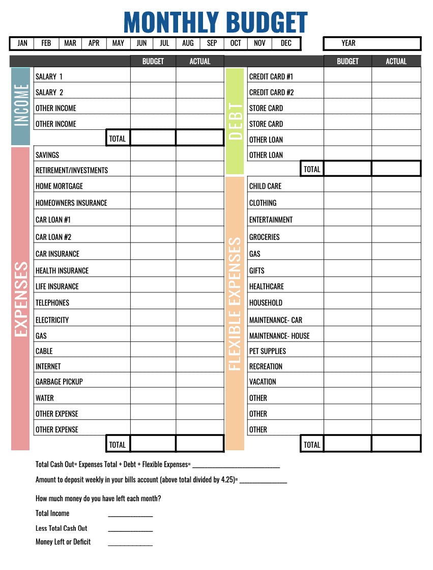 Budget Worksheet For Kids Printable_68225