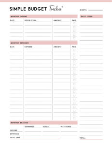 Budget Worksheet For Kids Printable - Printable JD