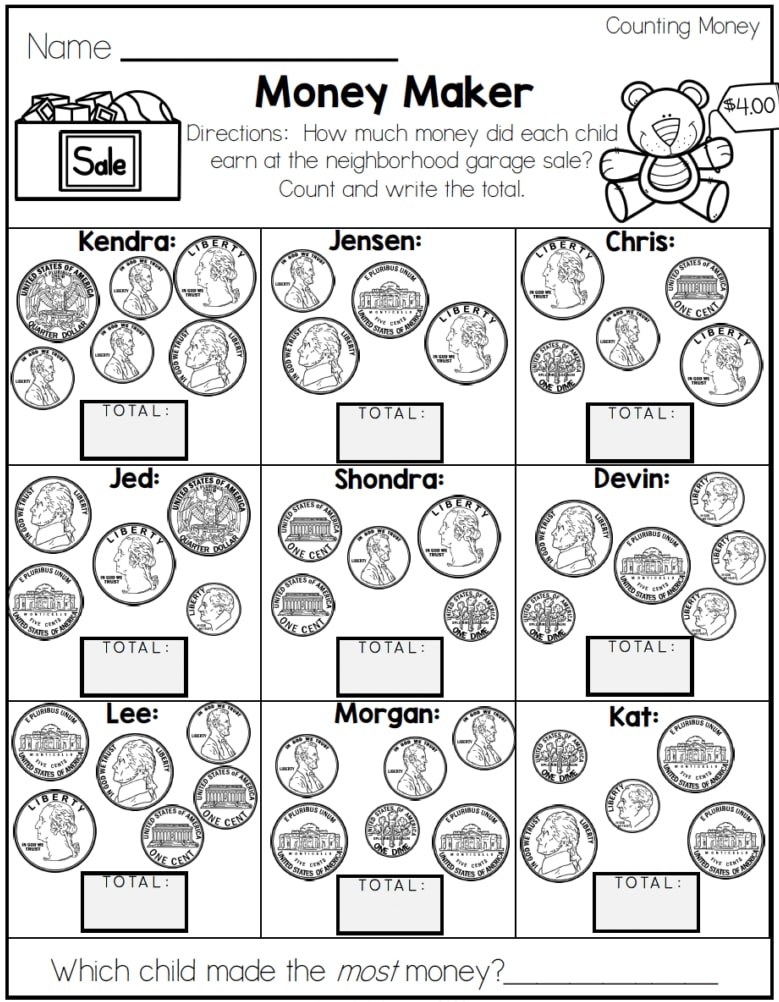 Free K 12 Printable Money Worksheets Printable JD