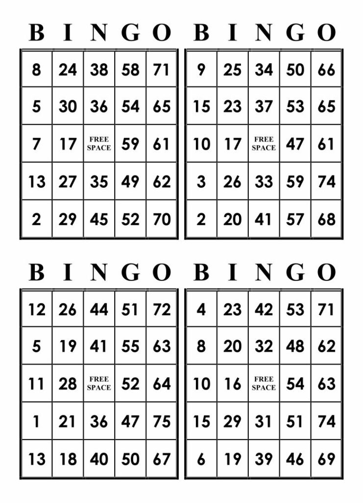 Free Printable Bingo Sheets 1 75 Printable JD