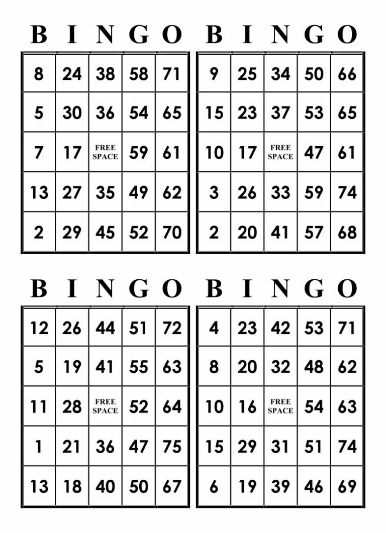 Free Printable Bingo Sheets 1 75 Printable JD