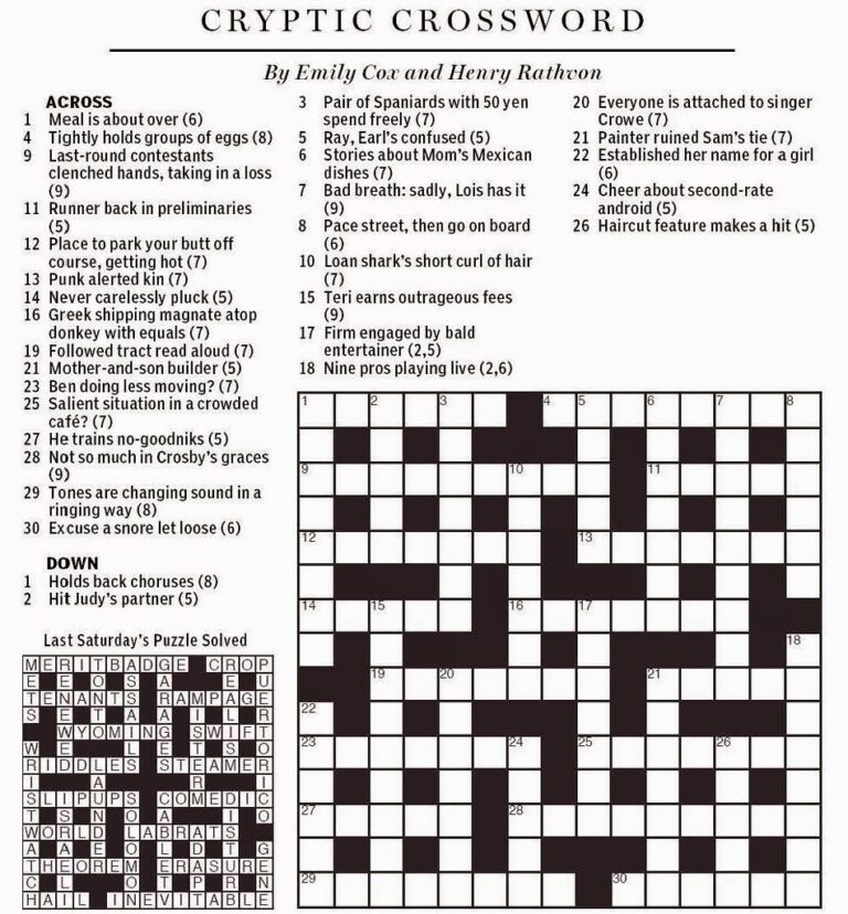 Printable Boston Globe Crossword Printable JD