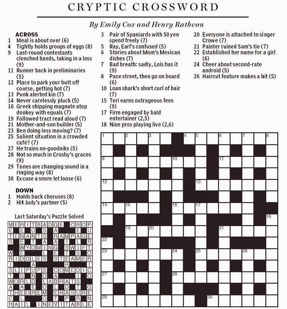 Printable Boston Herald Crossword Puzzle Printable JD