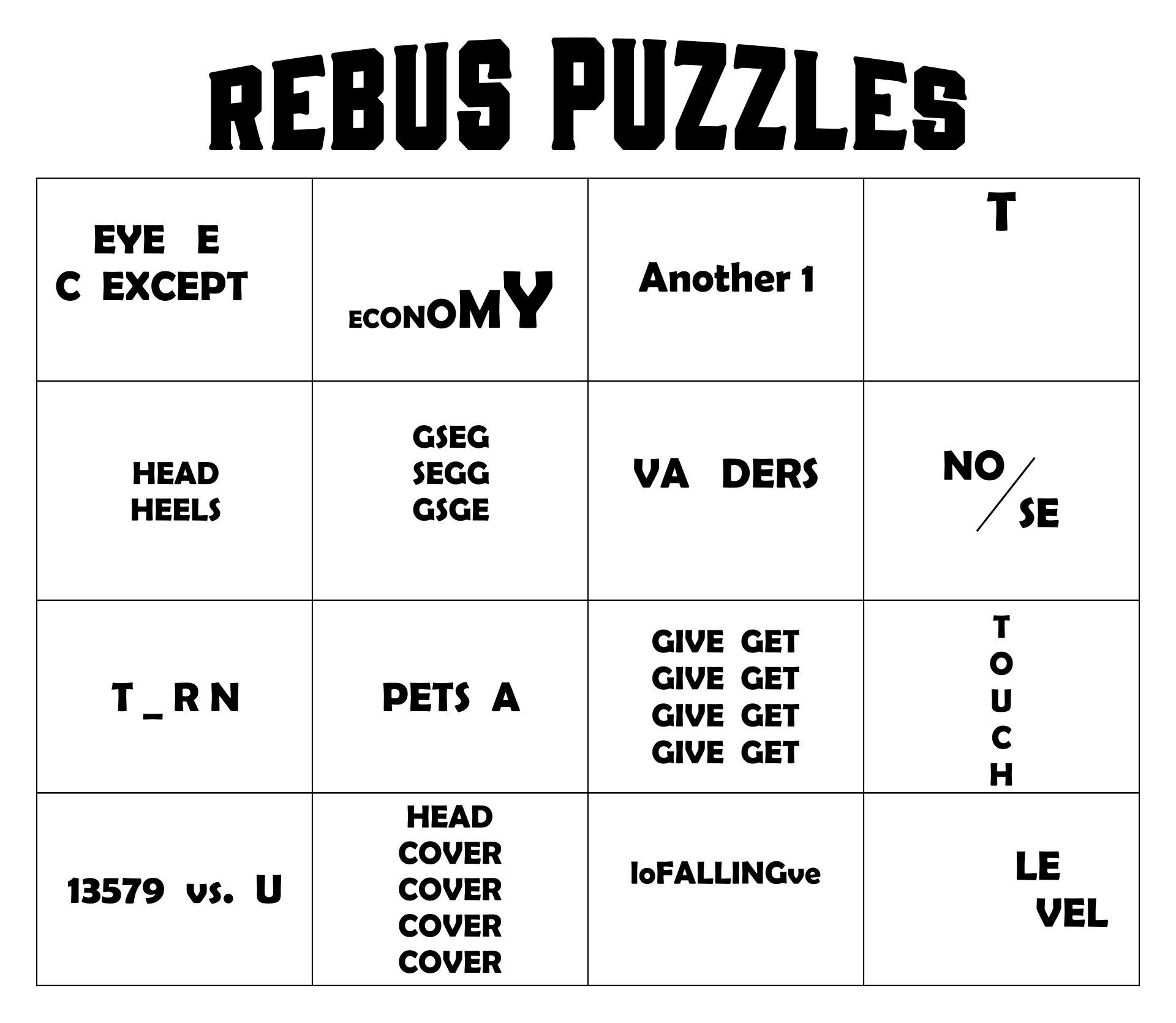 Printable Dingbat Puzzles With Answers_23354