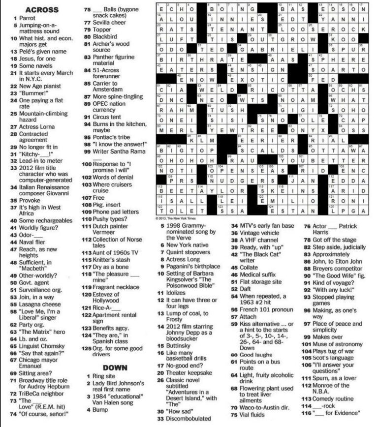 Printable Frank Longo Sunday Crossword Puzzles Printable JD