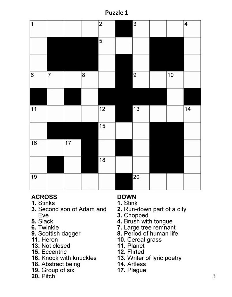 Printable Large Print Easy Crosswords Seniors_21449