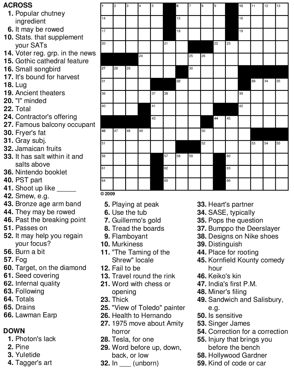 Printable Large Print Easy Crosswords Seniors_82169